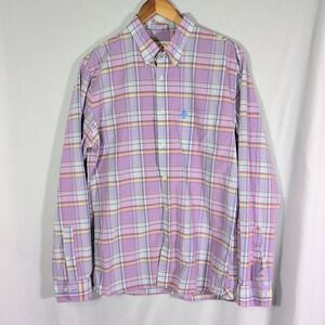 Brooks Brothers Red Fleece Dress Shirt Size XL Long Sleeve Plaid Pink